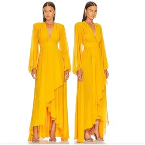 NWT Michael Costello x REVOLVE Kerry Gown in Marigold‎ Long Sleeve thumbnail 2