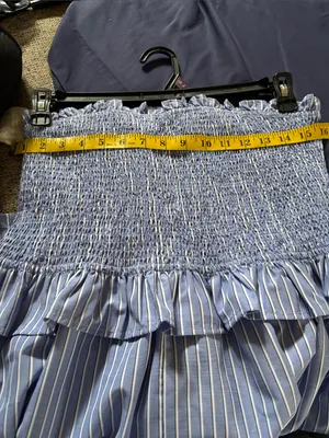 Lumiere Blue & White Striped Smocked Strapless Romper thumbnail 9