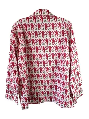 Roller Rabbit Pink Monkey Print Cotton Pajama Set Size S Button Front thumbnail 5