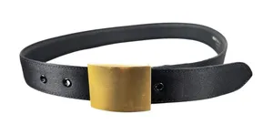 Jaeger Italy Black Silk Blend Leather Belt Size 30 Gold Tone Buckle Women’s thumbnail 1