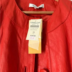 NWT Coldwater Creek Red Leather swing Button-Front Jacket thumbnail 5