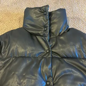Bagatelle Faux Leather Black Puffer Jacket for Women – Warm, Size XS thumbnail 2