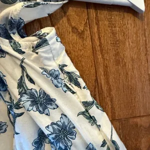 J.Crew white blue floral ruffled midi dress size 2 thumbnail 11