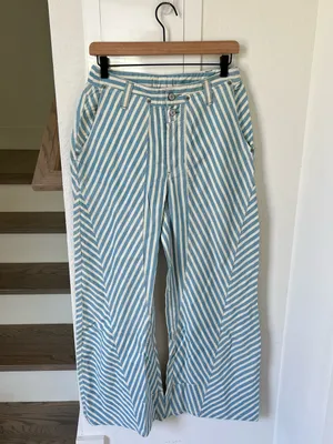 Free People Runyon Striped Pants in West Ridge Blue Patte NWT thumbnail 3