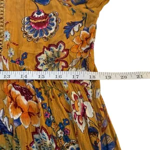 Altar'd State Boho Mini Dress Mustard Yellow Floral Medium Peasant Festival Chic thumbnail 10