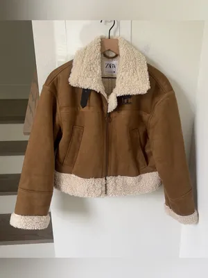 Zara Double Faced Jacket with Central Zip in Brown thumbnail 3