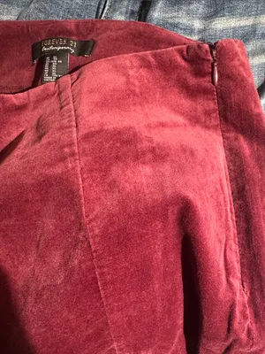 Forever 21 Contemporary Burgundy Velvet Flare Pants High Rise Side Zip XL thumbnail 5