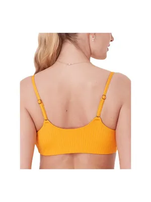 Andie Womens Maui Ribbed Bikini Swim Padded Top AT383 Tangerine Orange S thumbnail 7