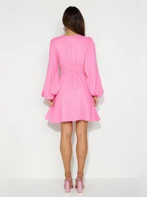 Mika & Gala Carnivale Pink Balloon Sleeve Ruffle Mini Dress Womens XS New NWT thumbnail 5