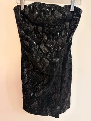 ZARA strapless Black sparkly mini dress thumbnail 2