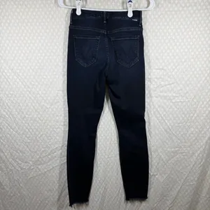 Mother‎ Dark Wash High Waisted Looker Ankle Fray Jeans thumbnail 4