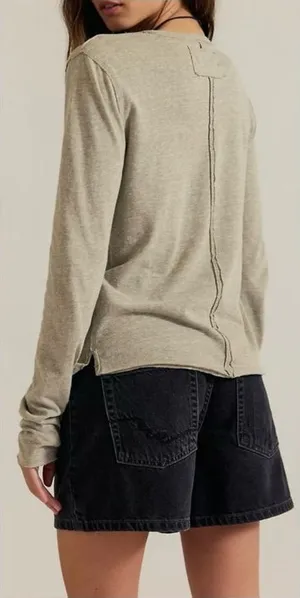 NWOT Free People We The Free Nova Long-Sleeve Tee - caiman gray tan - XS thumbnail 1