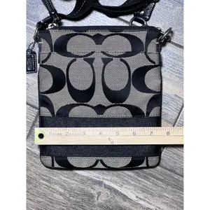 Coach Signature Stripe Swingpack Bag Black Grey‎ Jacquard Crossbody Small Y2K thumbnail 5
