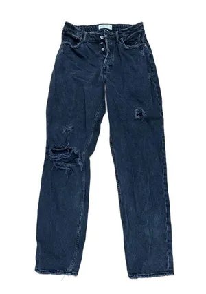 Size 27/4R Curve Love High Rise Dad Jeans Black Distressed thumbnail 7
