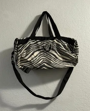 VTG Zubaz Zebra print Raiders Shoulder Strap, duffle bag NFL football thumbnail 1