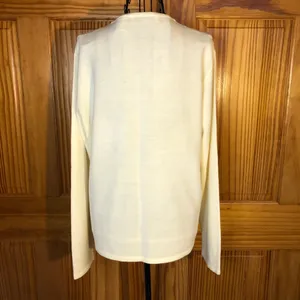 Carolyn Taylor Button Front Cardigan Sweater Cream Size Medium thumbnail 4
