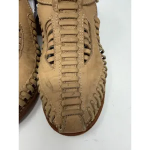 Freebird Poisn Huarache Bootie Sandals Tan Leather Woven Block Heel Womens 9 thumbnail 9