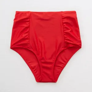 Aerie NWT Red High Waisted Bikini Bottom in Size Medium thumbnail 3