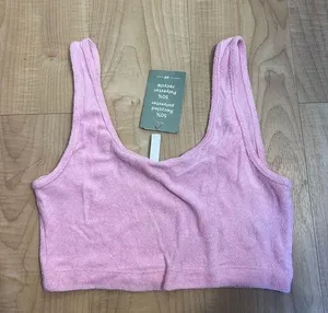 ZARA H&M Pink Terry Towel Crop Top thumbnail 1