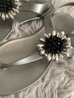 Coach Hilda Jelly Thong y2k Sandals in gray with beaded crystal thumbnail 3