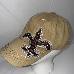 Pit Bull Cap Fitted Womens One Size Black Rhinestone Cadet Y2K‎ Fleur de lis thumbnail 5