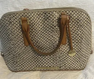 Brahmin Vivian Onyx Java Snake Leather Dome Satchel Bag Rare thumbnail 1