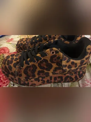 AZALEA WANG Keoni Leopard Rhinestone Platform Sneakers Orange Size 8 thumbnail 3