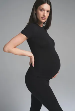 Skims cotton jersey maternity foldover pant Color soot thumbnail 1