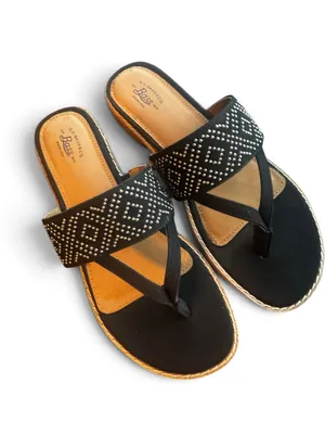 Bass Tanya Black Studded Toe-Post Slide Sandals thumbnail 3