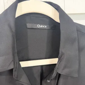 Quince Silk Stretch Mini Shirt Dress Black XS (No Belt) thumbnail 3