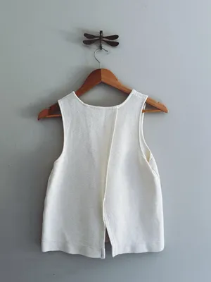 Madewell White Cream Textured Sleeveless Open Back Top Small thumbnail 4