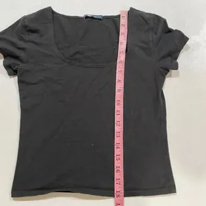 Brandy Melville Black Scoop Neck Baby Tee Fitted Minimalist Top thumbnail 6