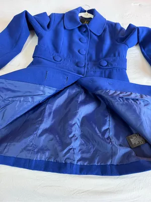 Jack by BB Dakota Royal Blue Button Front Pea Coat Jacket thumbnail 6