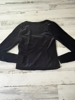 Abercrombie & Fitch Black Velvet Long-Sleeve Sweetheart Top Size Medium thumbnail 6