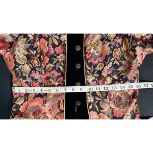Vintage 80s Scott McClintock Floral Brocade Velvet Evening Jacket Gold Approx M thumbnail 10