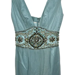 NWT Mandalay N Turquoise Silk Beaded Embellished Maxi Evening Gown Dress Size 6 thumbnail 3