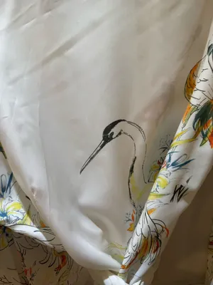 Cream Floral & Crane Print Wrap Blouse 8 thumbnail 7
