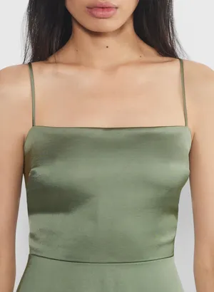 Wilfred aritzia Madelyn square neck Smokey sage green Midi dress Sz 10 Elegant thumbnail 13
