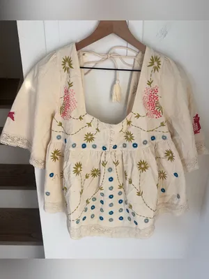 Free People Fairytale In The Mossy Forest Babydoll Tunic in Ivory Cream NWT thumbnail 3