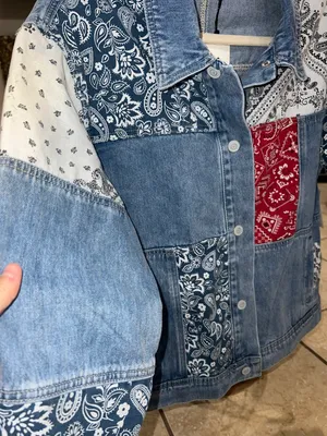 Driftwood Faria Patchwork Denim Trucker Jacket thumbnail 7