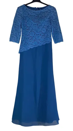 LanTing Formal Maxi Dress Women Teal Blue Lace Chiffon Mother of Bride Gown NWOT thumbnail 1