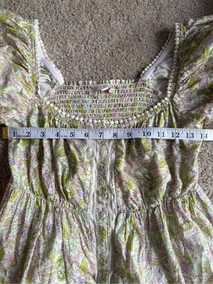 LOVE THE LABEL anthropologie Josepha floral boho white dress smocked size xs thumbnail 15