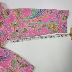 Lauren Ralph Lauren Cotton Pink Paisley Button-Down Blouse Barbie Core XL thumbnail 9