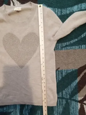 J Crew Cashmere Crewneck Sweater With Lurex Metallic Heart Neutral Fitted Small thumbnail 9