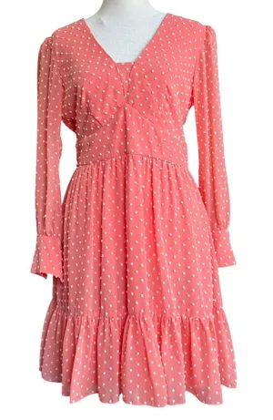Saloni Marissa Coral Swiss‎ Dot Mini Dress Sz 6 thumbnail 1