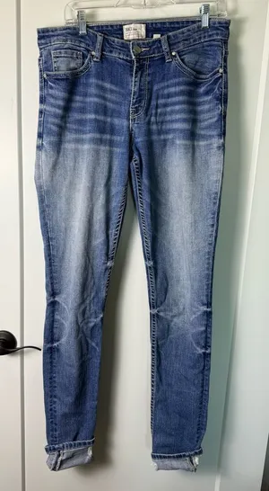 BKE Women's Payton Skinny Jean High Waist Stone Wash Medium Stretch Distress 30L thumbnail 1