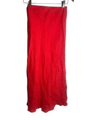 VRG GRL Ena Linen Bias Cut Maxi Skirt Chilli 2 thumbnail 3