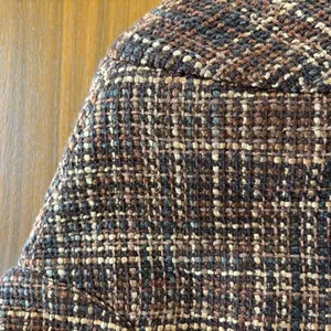 90s Vintage Carole Little Silk Tweed Mock Neck Crop Jacket Brown Petite Small thumbnail 9