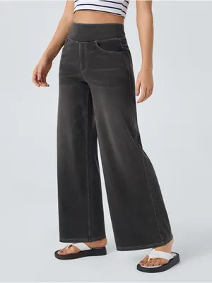 HALARA Flex High Waisted Pockets Baggy Wide Leg Washed Casual Jeans Size L NWT thumbnail 3