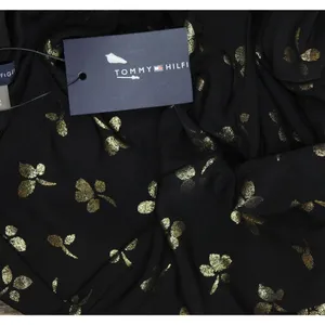 NWT Tommy Hilfiger Long Sleeve Ruched Waist Fit Flare Dress Black / Gold 8 thumbnail 8